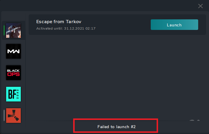 Failed to launch #2
