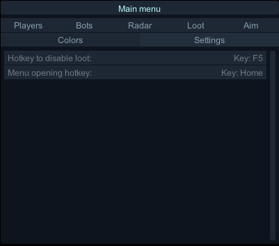 Меню чита Arena Breakout: Infinite