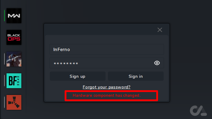 Hardware component has changed